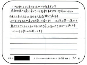 voice014 桜通りはりきゅう整骨院 東大阪 肩の痛み 女性 K,Hさん 70代